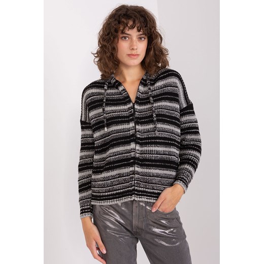 Szaro-czarny damski sweter z zapięciem ze sklepu 5.10.15 w kategorii Swetry damskie - zdjęcie 169694521