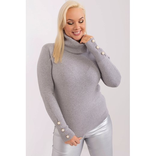 Gładki sweter plus size z golfem szary ze sklepu 5.10.15 w kategorii Swetry damskie - zdjęcie 169694660