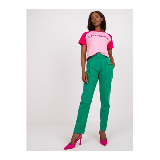 Garniturowe spodnie dla kobiet - zielone Italy Moda S 5.10.15