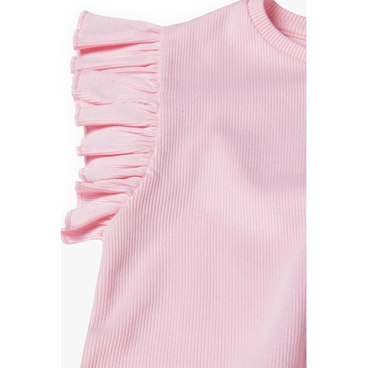 Dziewczęca bluzka z krótkim rękawem i falbanką- różowa Minoti 98/104 5.10.15