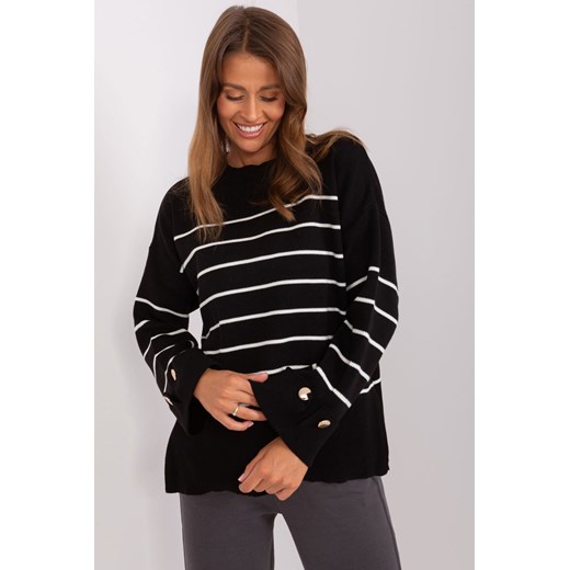 Czarny damski sweter oversize w paski ze sklepu 5.10.15 w kategorii Swetry damskie - zdjęcie 169695230