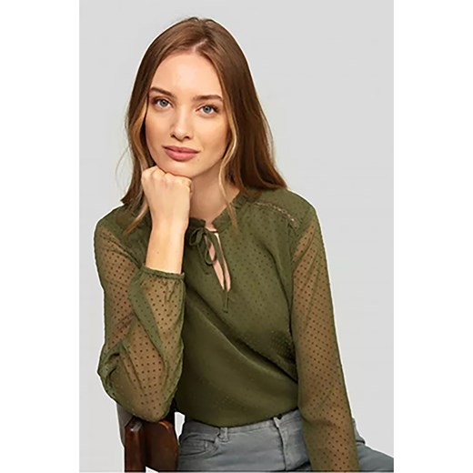 Bluzka damska z długim rękawem - zielona ze sklepu 5.10.15 w kategorii Bluzki damskie - zdjęcie 169695630