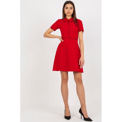 Lakerta Czerwona sukienka koktajlowa z krótkim rękawem Lakerta 36 5.10.15