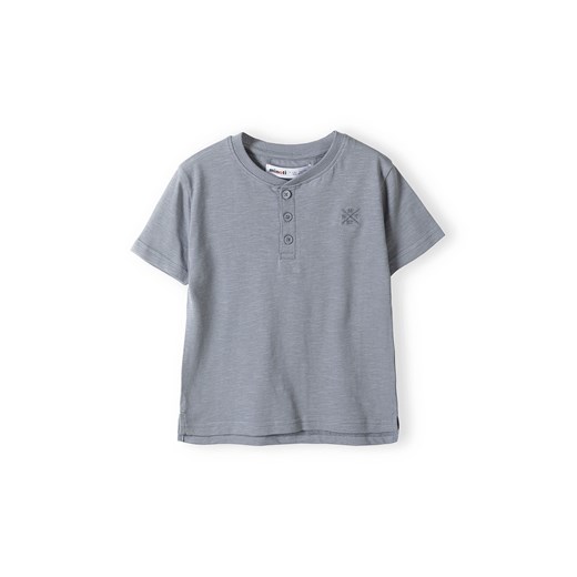 Szary t-shirt bawełniany basic dla niemowlaka z guzikami ze sklepu 5.10.15 w kategorii Koszulki niemowlęce - zdjęcie 169695870