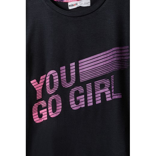 Sportowy t-shirt z wiskozy dla dziewczynki- You go girl Minoti 116/122 promocja 5.10.15