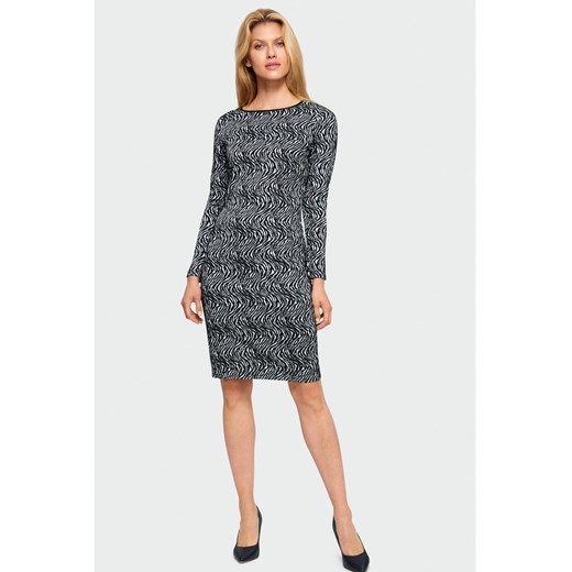 Wzorzysta sukienka ołówkowa - czarno-biała ze sklepu 5.10.15 w kategorii Sukienki - zdjęcie 169695921
