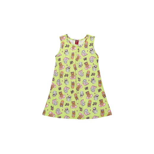 Limonkowa bawełniana sukienka dziewczęca z nadrukiem Bee Loop 116 5.10.15