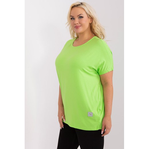 Gładka bluzka plus size z naszywką jasny zielony one size 5.10.15