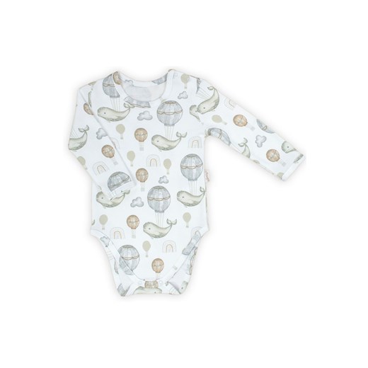 Bawełniane body niemowlęce z długim rękawem - wieloryby i balony ze sklepu 5.10.15 w kategorii Body niemowlęce - zdjęcie 169696114