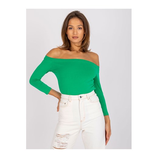 Zielona bluzka z odkrytymi ramionami i rękawem 7/8 ze sklepu 5.10.15 w kategorii Bluzki damskie - zdjęcie 169696202