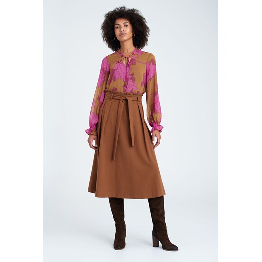 Brązowa spódnica damska wiązana w talii ze sklepu 5.10.15 w kategorii Spódnice - zdjęcie 169696412