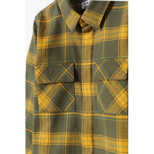 Koszula flanelowa chłopięca bawełniana w żółto-zieloną kratę 5.10.15. 122 promocyjna cena 5.10.15