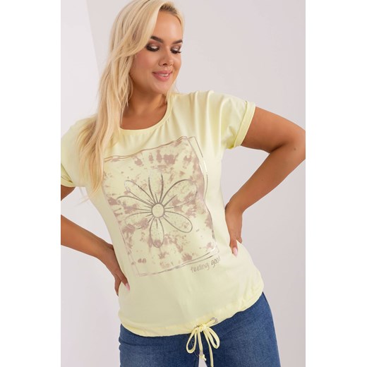 Jasnożółta damska bluzka plus size z bawełny ze sklepu 5.10.15 w kategorii Bluzki damskie - zdjęcie 169696464