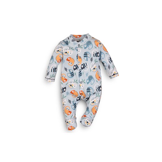Pajac niemowlęcy z bawełny organicznej dla chłopca szary  5R43A6 ze sklepu 5.10.15 w kategorii Pajacyki - zdjęcie 169696491