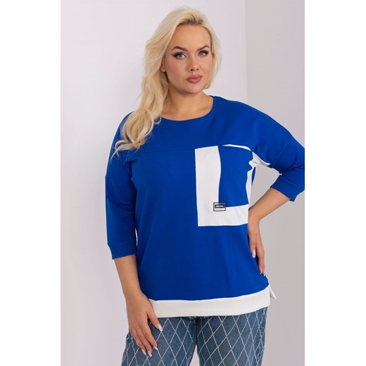 Damska bluzka plus size z bawełny kobaltowy ze sklepu 5.10.15 w kategorii Bluzki damskie - zdjęcie 169696760