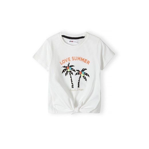 Biała bluzka bawełniana dziewczęca z palmami ze sklepu 5.10.15 w kategorii Koszulki niemowlęce - zdjęcie 169696950