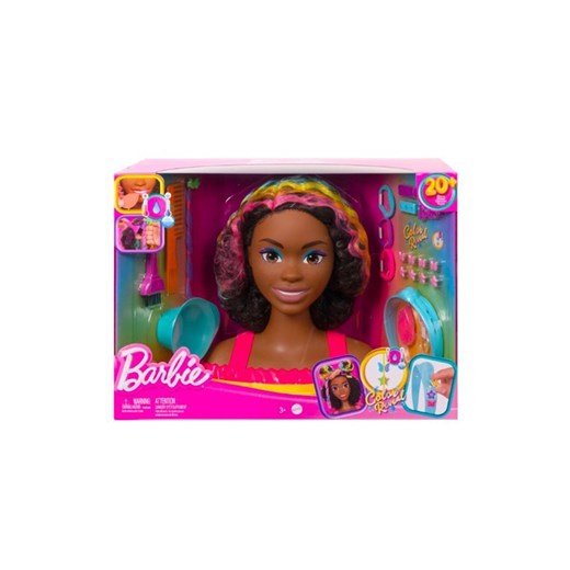 Barbie głowa do stylizacji- kręcone włosy- neonowa tęcza ze sklepu 5.10.15 w kategorii Zabawki - zdjęcie 169696990