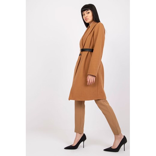 Kamelowy płaszcz damski z kieszeniami Italy Moda one size 5.10.15