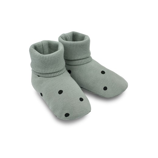 Bawełniane buciki niemowlęce - zielone w grochy ze sklepu 5.10.15 w kategorii Buciki niemowlęce - zdjęcie 169697331