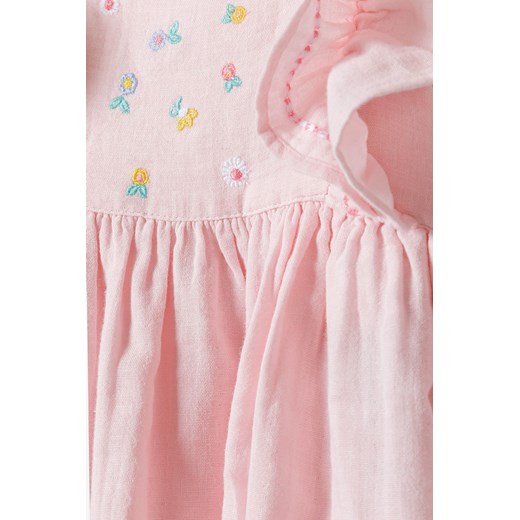 Różowa sukienka niemowlęca bawełniana z krótkim rękawem Minoti 68/74 5.10.15