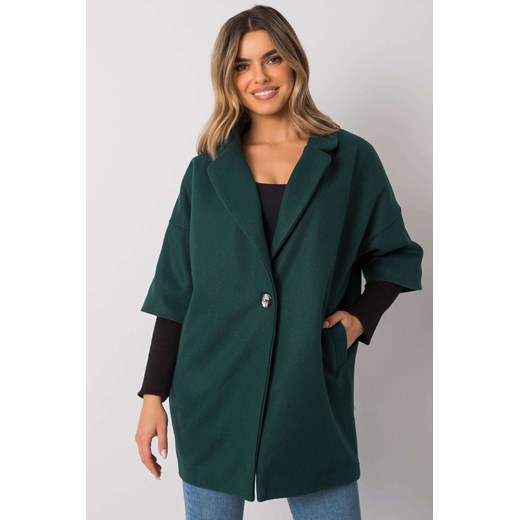 Ciemnozielony luźny płaszcz damski oversize Aliz RUE PARIS L/XL 5.10.15