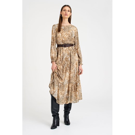 Sukienka damska midi z długim rękawem w zwierzęcy print ze sklepu 5.10.15 w kategorii Sukienki - zdjęcie 169697912