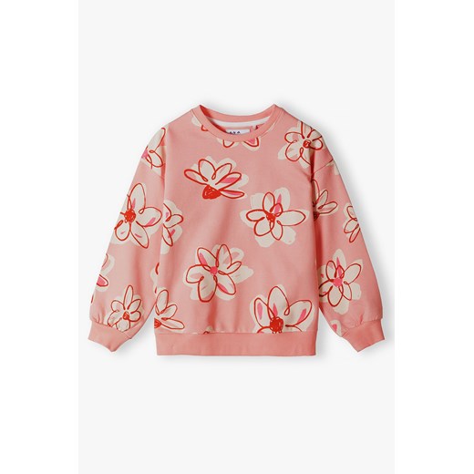 Bluza dresowa dziewczęca - różowa w kwiatki 5.10.15. 98 5.10.15