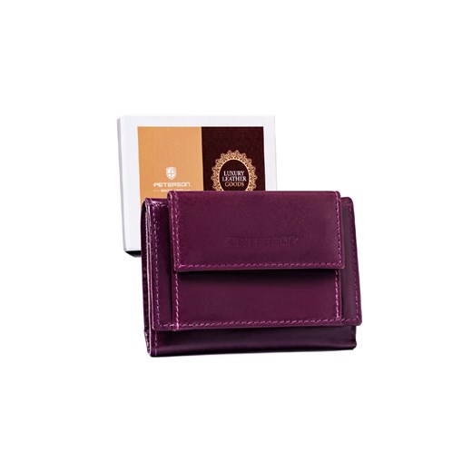 Mały, skórzany portfel damski z systemem RFID Protect Peterson- fioletowy Peterson one size 5.10.15