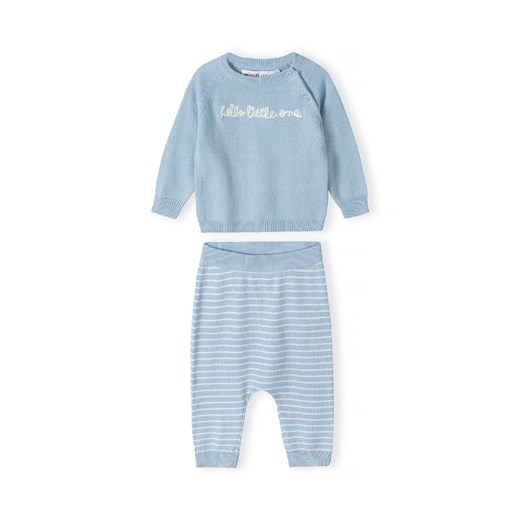 Niebieski komplet niemowlęcy z bawełny- bluzka i legginsy- Hello little one ze sklepu 5.10.15 w kategorii Komplety niemowlęce - zdjęcie 169698292