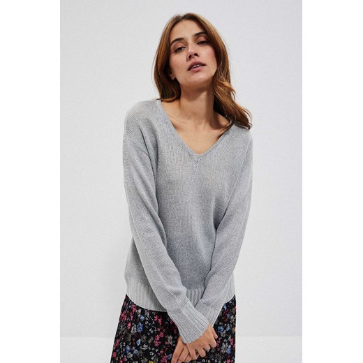 Damski sweter szary oversize z błyszczącymi cekinami ze sklepu 5.10.15 w kategorii Swetry damskie - zdjęcie 169698344