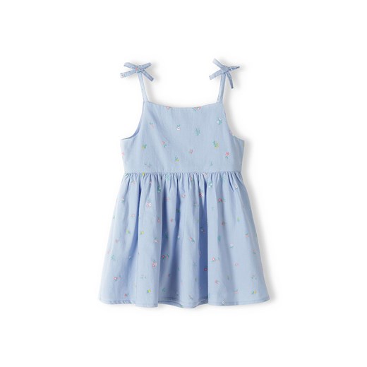 Niebieska sukienka na ramiączka bawełniana- kwiaty ze sklepu 5.10.15 w kategorii Sukienki niemowlęce - zdjęcie 169698371
