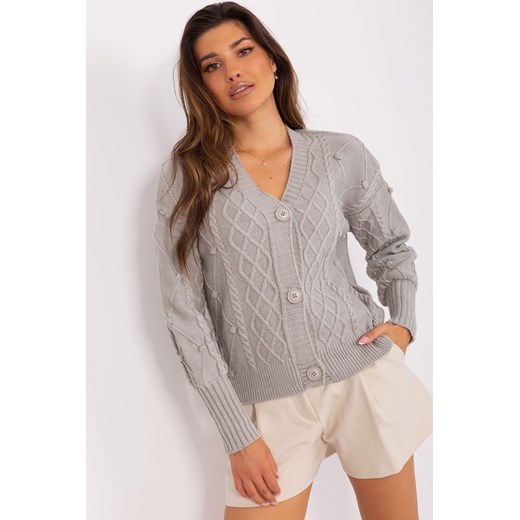 Szary damski sweter rozpinany w warkocze ze sklepu 5.10.15 w kategorii Swetry damskie - zdjęcie 169698383