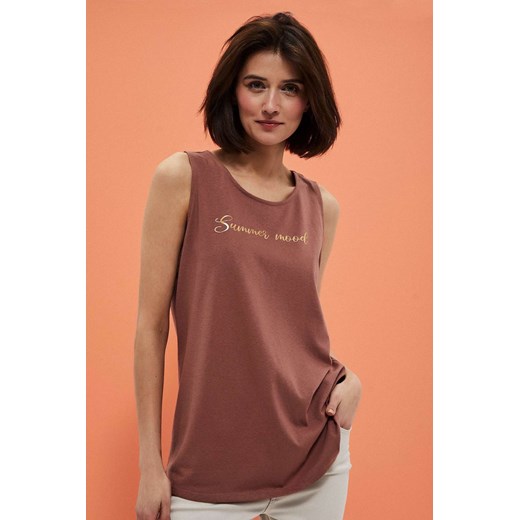 Koszulka damska na ramiączka z napisem brązowa - Moodo S 5.10.15 okazja