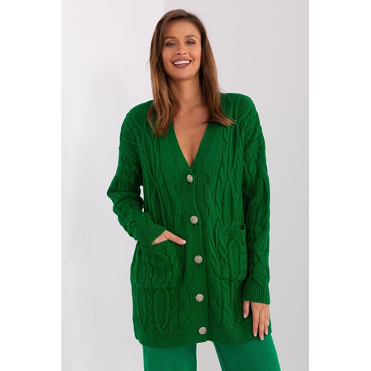 Sweter rozpinany z kieszeniami zielony ze sklepu 5.10.15 w kategorii Swetry damskie - zdjęcie 169699062