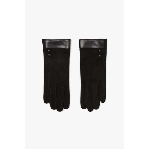 Damskie rękawiczki czarne ze wstawką z ekologicznej skóry ze sklepu 5.10.15 w kategorii Rękawiczki damskie - zdjęcie 169699282
