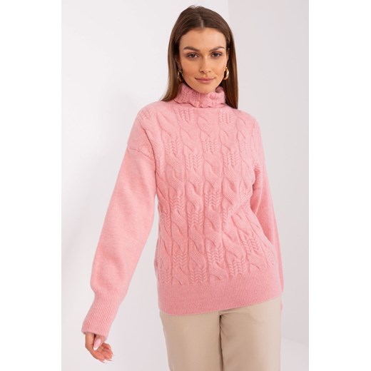 Damski sweter z golfem jasny różowy ze sklepu 5.10.15 w kategorii Swetry damskie - zdjęcie 169699302