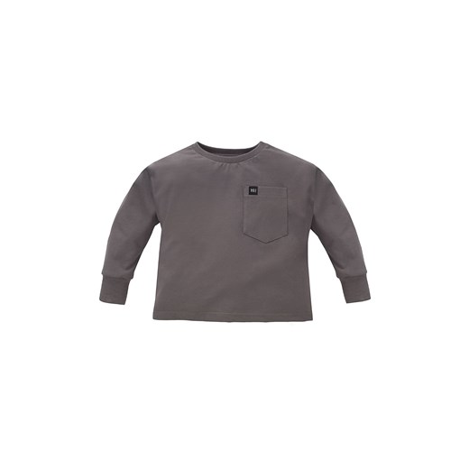 Bawełniana bluzka z długim rękawem z kieszonką - grafitowa ze sklepu 5.10.15 w kategorii T-shirty chłopięce - zdjęcie 169699303