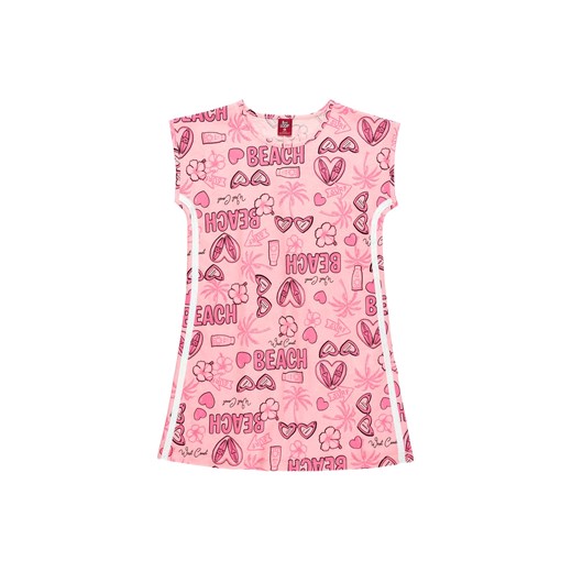 Różowa bawełniana sukienka dziewczęca z krótkim rękawkiem ze sklepu 5.10.15 w kategorii Sukienki dziewczęce - zdjęcie 169699330