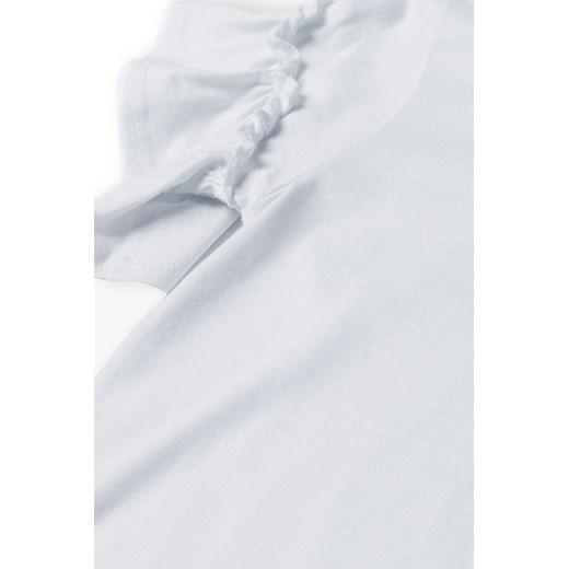 Biała koszulka bawełniania dla dziewczynki z falbankami Minoti 110/116 5.10.15