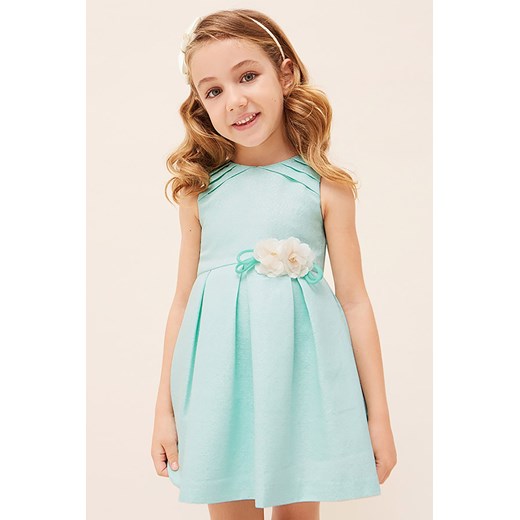 Sukienka elegancka z kwiatkiem dla dziewczynki Mayoral - niebieska ze sklepu 5.10.15 w kategorii Sukienki dziewczęce - zdjęcie 169699522