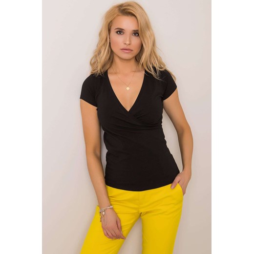 Czarny t-shirt Messy RUE PARIS ze sklepu 5.10.15 w kategorii Bluzki damskie - zdjęcie 169699924