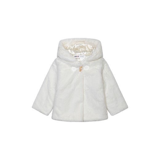 Ocieplany płaszcz niemowlęcy z kapturem - biały ze sklepu 5.10.15 w kategorii Ubranka do chrztu - zdjęcie 169699954