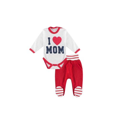 Komplet dziewczęcy czerwono-białe I love Mom ze sklepu 5.10.15 w kategorii Komplety niemowlęce - zdjęcie 169700004