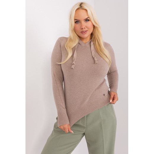 Sweter damski plus size z wiskozą ciemny bezowy ze sklepu 5.10.15 w kategorii Swetry damskie - zdjęcie 169700272