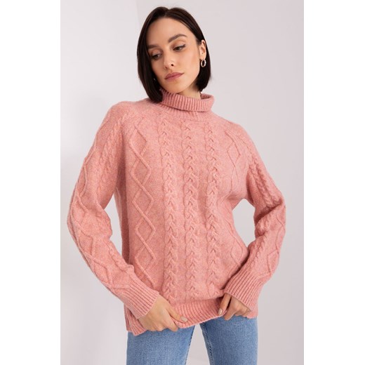 Damski sweter z warkoczami ciemny różowy ze sklepu 5.10.15 w kategorii Swetry damskie - zdjęcie 169700290