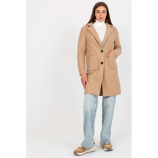 Beżowy pluszowy płaszcz z kieszeniami OCH BELLA ze sklepu 5.10.15 w kategorii Płaszcze damskie - zdjęcie 169700583