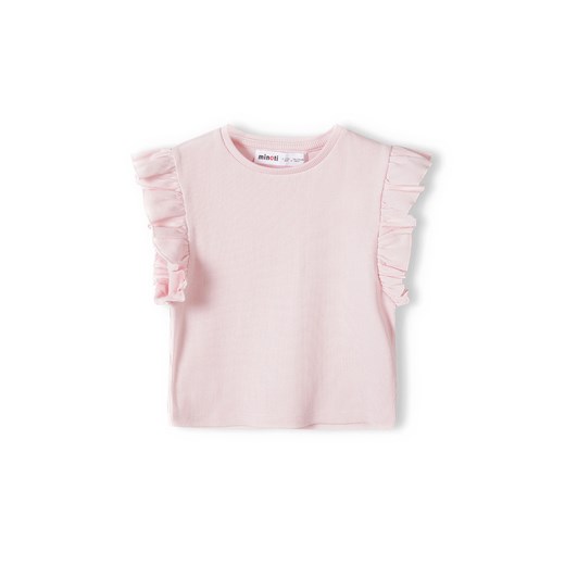 Dziewczęca bluzka z krótkim rękawem i falbanką- różowa Minoti 122/128 5.10.15