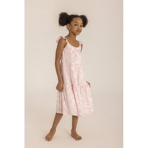 Różowa zwiewna sukienka dziewczęca z wiskozy ze sklepu 5.10.15 w kategorii Sukienki dziewczęce - zdjęcie 169700711