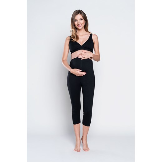 Leginsy damskie ciążowe krój 3/4 III trymestr - czarne ze sklepu 5.10.15 w kategorii Spodnie ciążowe - zdjęcie 169701143