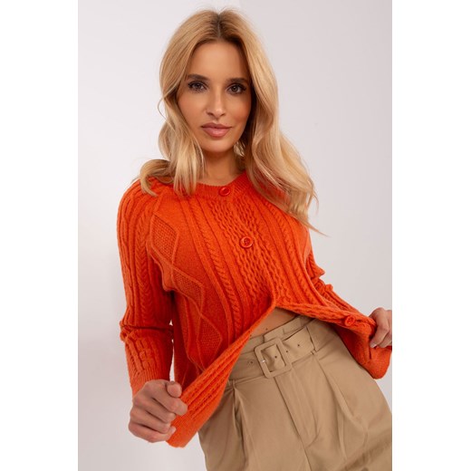 Pomarańczowy sweter damski na guziki one size 5.10.15